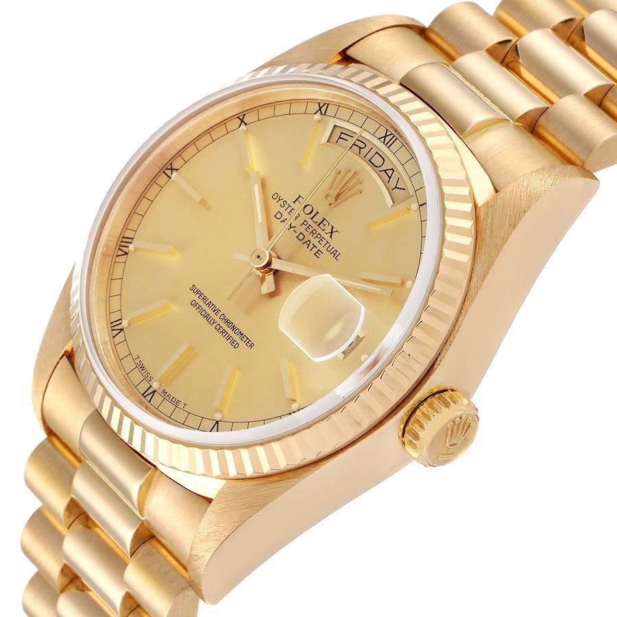 Rolex President Day-Date 18k Yellow Gold Mens Watch 18038 For Sale 1