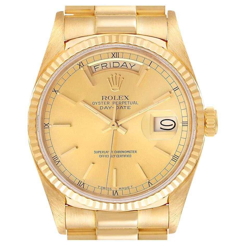 Rolex President Day-Date Yellow Gold Champagne Dial Mens Watch 18038 ...
