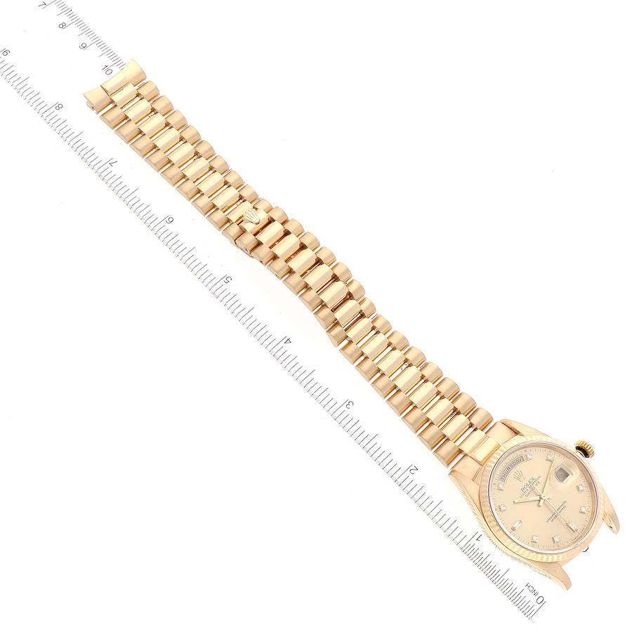 Rolex President Day-Date 36mm Gelbgold Diamant-Zifferblatt Herrenuhr 18238 im Angebot 7