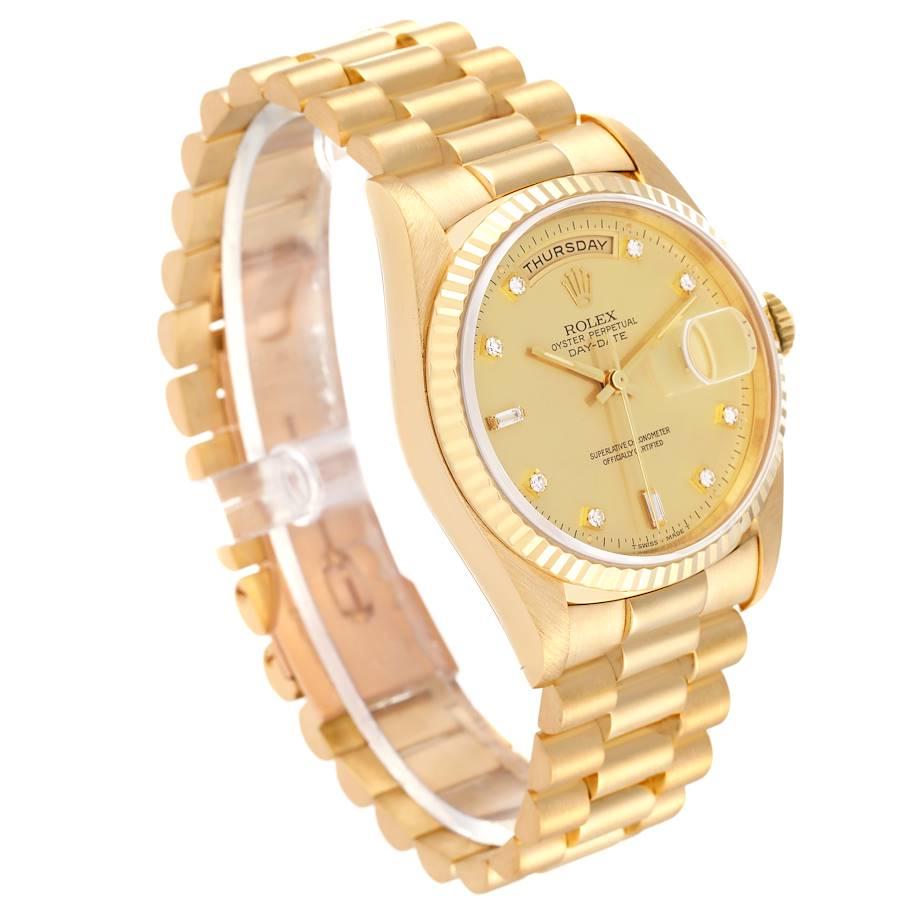 Rolex President Day-Date 36mm Gelbgold Diamant-Zifferblatt Herrenuhr 18238 im Zustand „Hervorragend“ im Angebot in Atlanta, GA