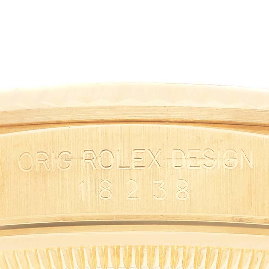 Rolex President Day-Date 36mm Gelbgold Diamant-Zifferblatt Herrenuhr 18238 im Angebot 3