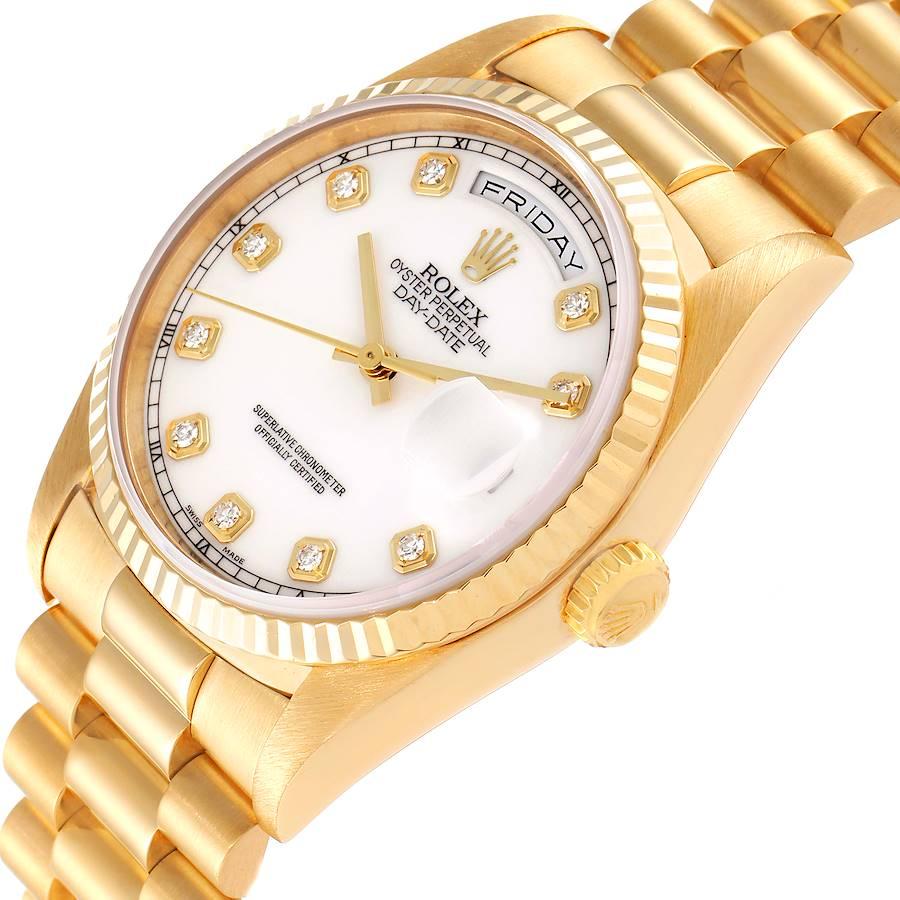 Rolex President Day-Date Yellow Gold Diamond Mens Watch 18238 Box Papers In Excellent Condition In Atlanta, GA