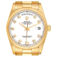 Rolex President Day-Date Yellow Gold Diamond Mens Watch 18238 Box Papers