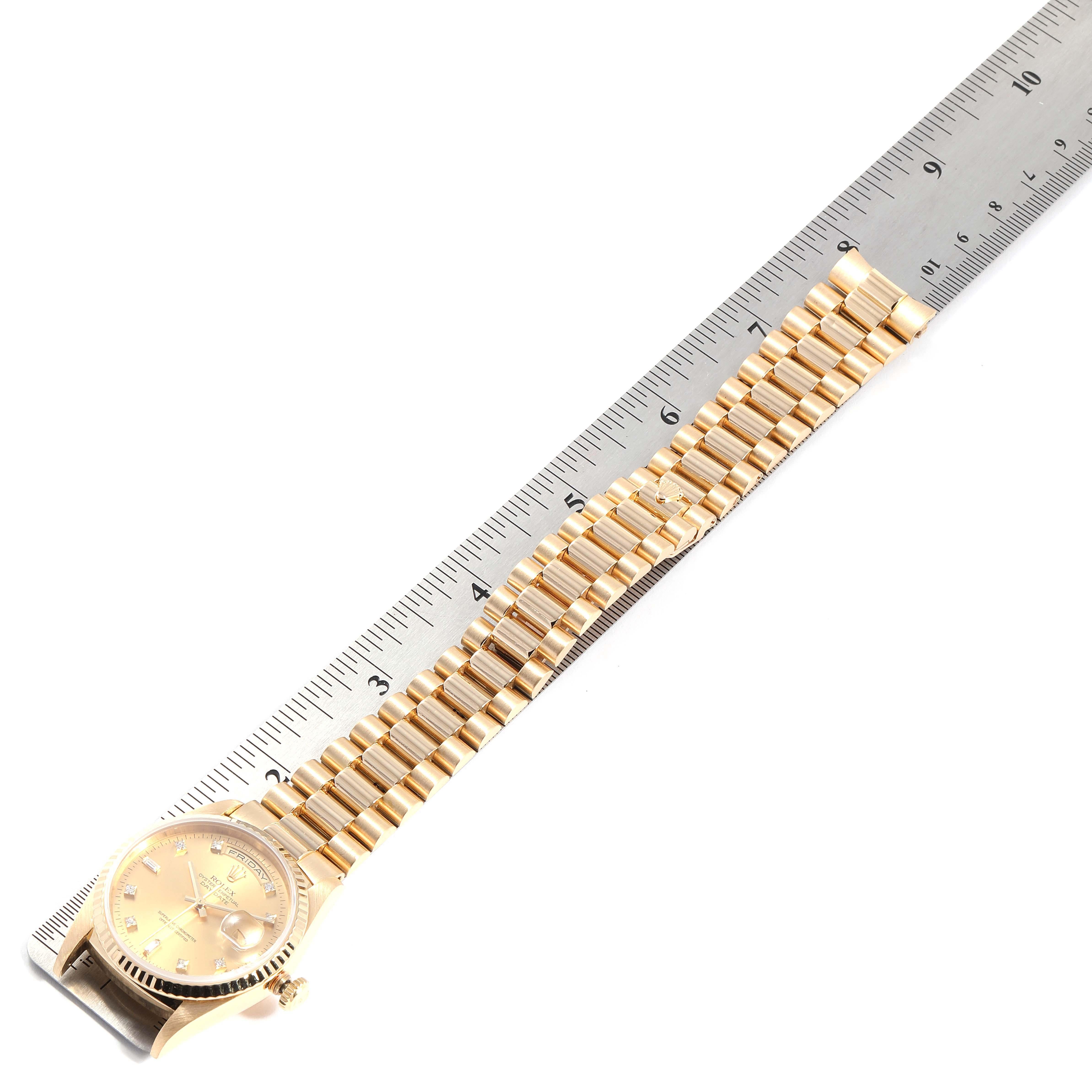 Rolex President Day-Date Yellow Gold Diamond Men's Watch 18238 For Sale 7