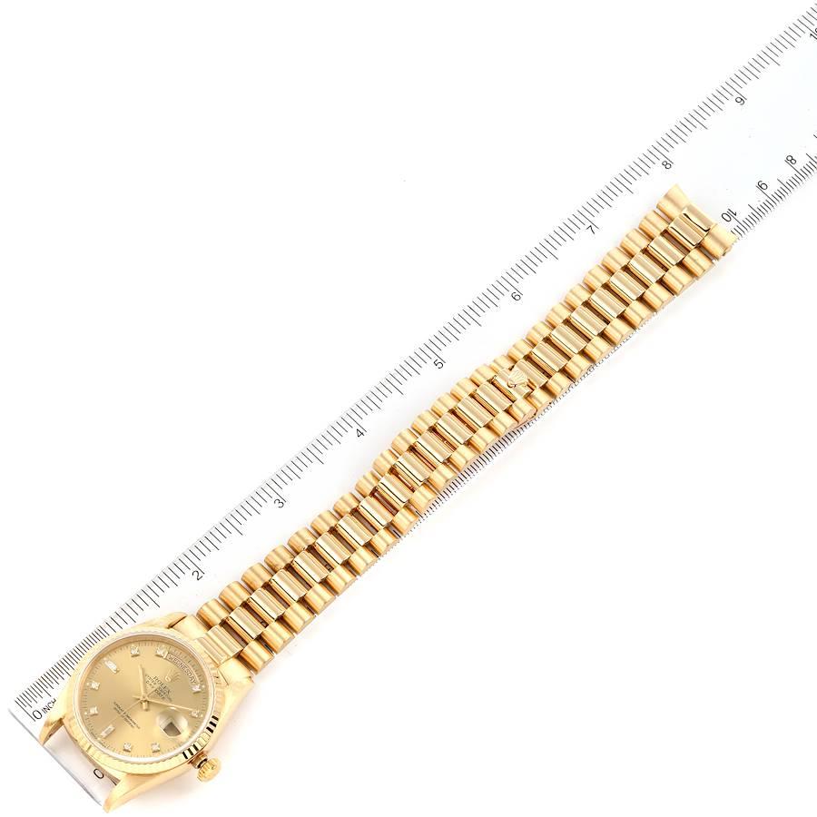 Rolex President Day-Date Yellow Gold Diamond Mens Watch 18238 For Sale 6