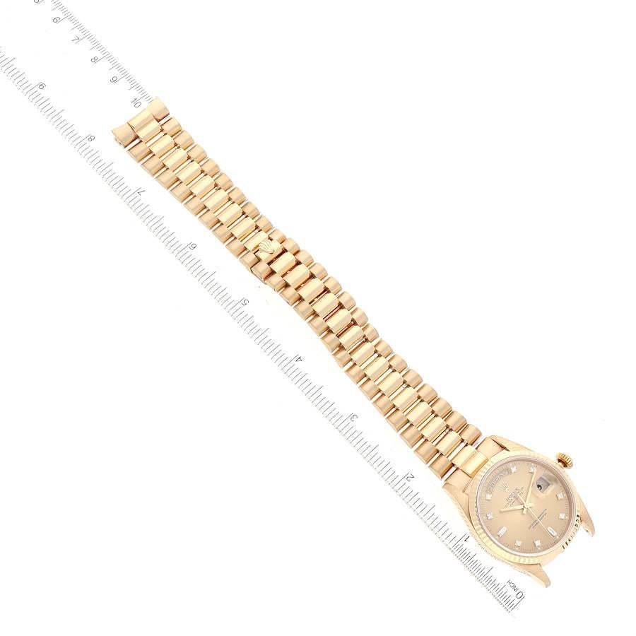 Rolex President Day-Date Yellow Gold Diamond Mens Watch 18238 For Sale 3