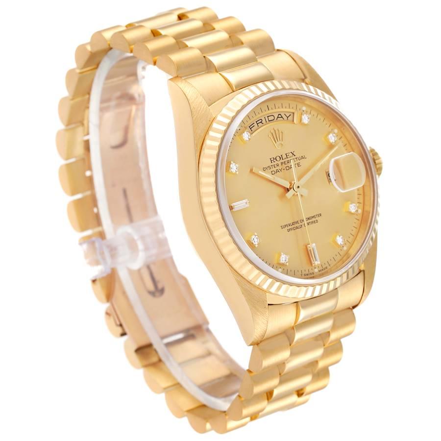 Rolex President Day-Date Gelbgold-Diamant-Herrenuhr 18238 im Zustand „Gut“ im Angebot in Atlanta, GA