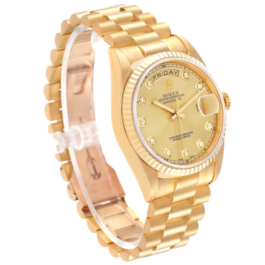 Rolex President Day-Date Gelbgold-Diamant-Herrenuhr 18238 im Zustand „Hervorragend“ in Atlanta, GA