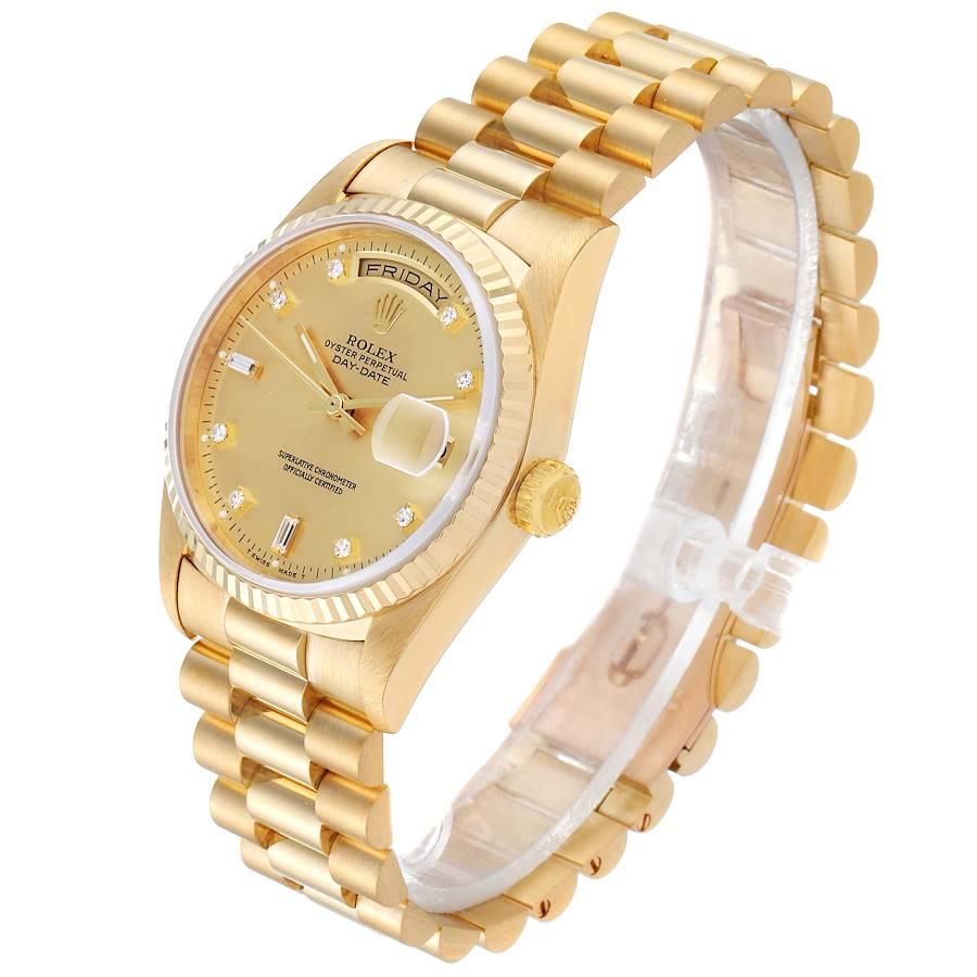Rolex President Day-Date Yellow Gold Diamond Men's Watch 18238 For Sale 1
