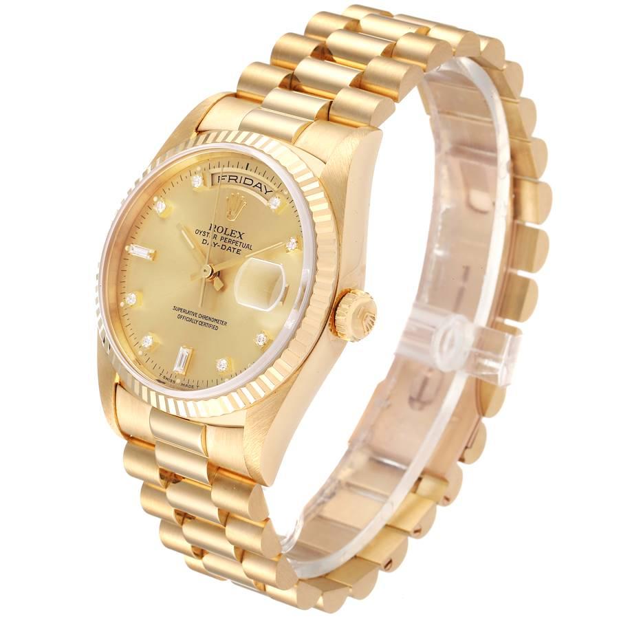 Men's Rolex President Day-Date Yellow Gold Diamond Mens Watch 18238 For Sale