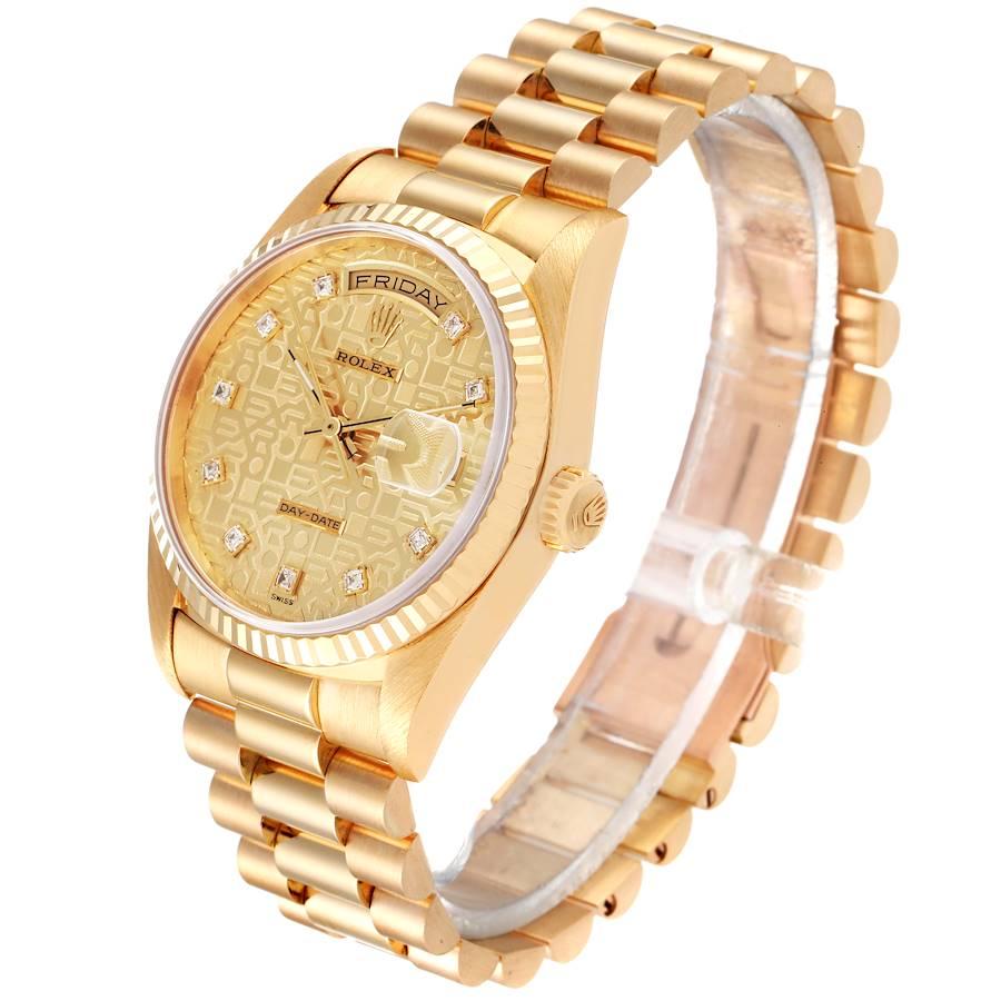 Men's Rolex President Day-Date Yellow Gold Diamond Mens Watch 18238 For Sale