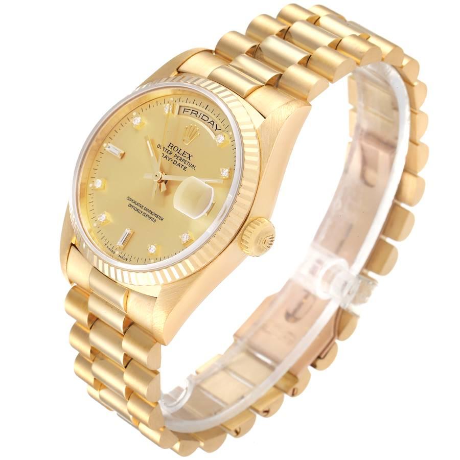 Rolex President Day-Date Yellow Gold Diamond Mens Watch 18238 1