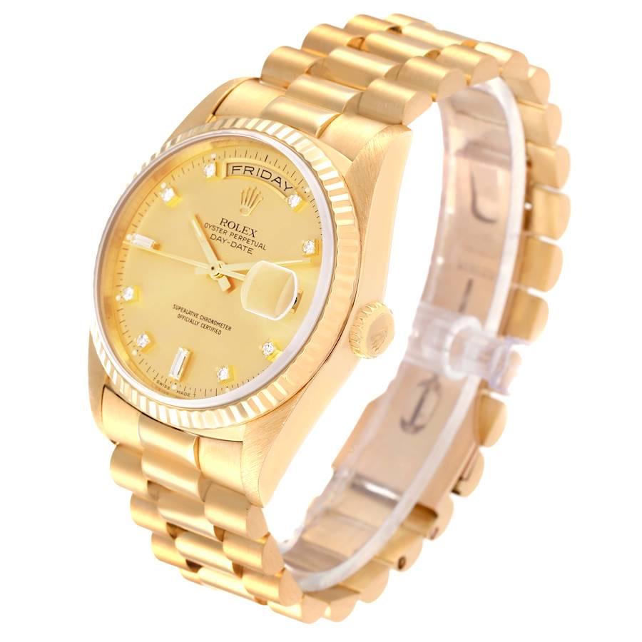 Rolex President Day-Date Yellow Gold Diamond Mens Watch 18238 In Good Condition In Atlanta, GA