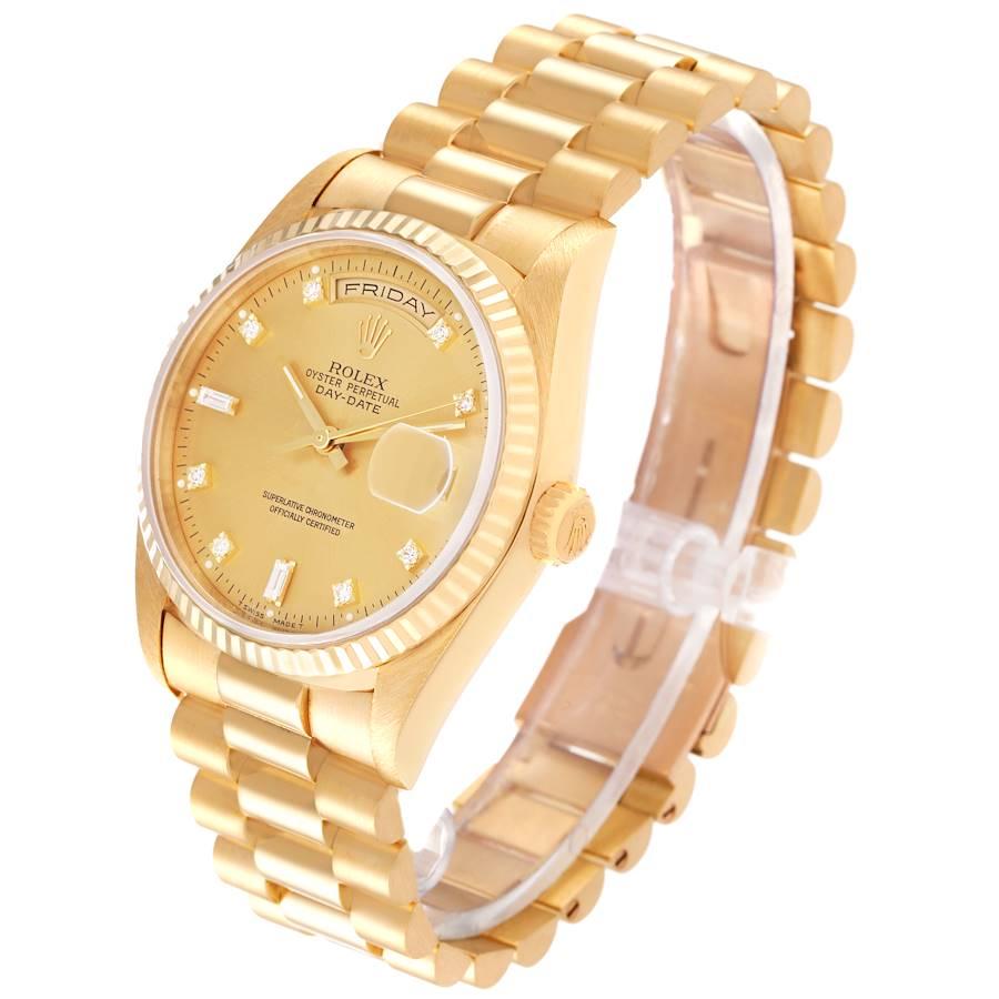 Rolex President Day-Date Gelbgold Diamant-Herrenuhr 18238 im Angebot 1