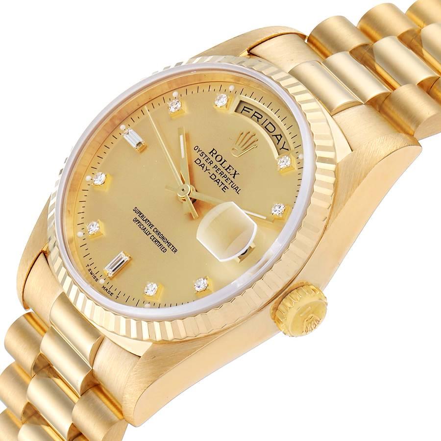Rolex President Day-Date Yellow Gold Diamond Men's Watch 18238 For Sale 2