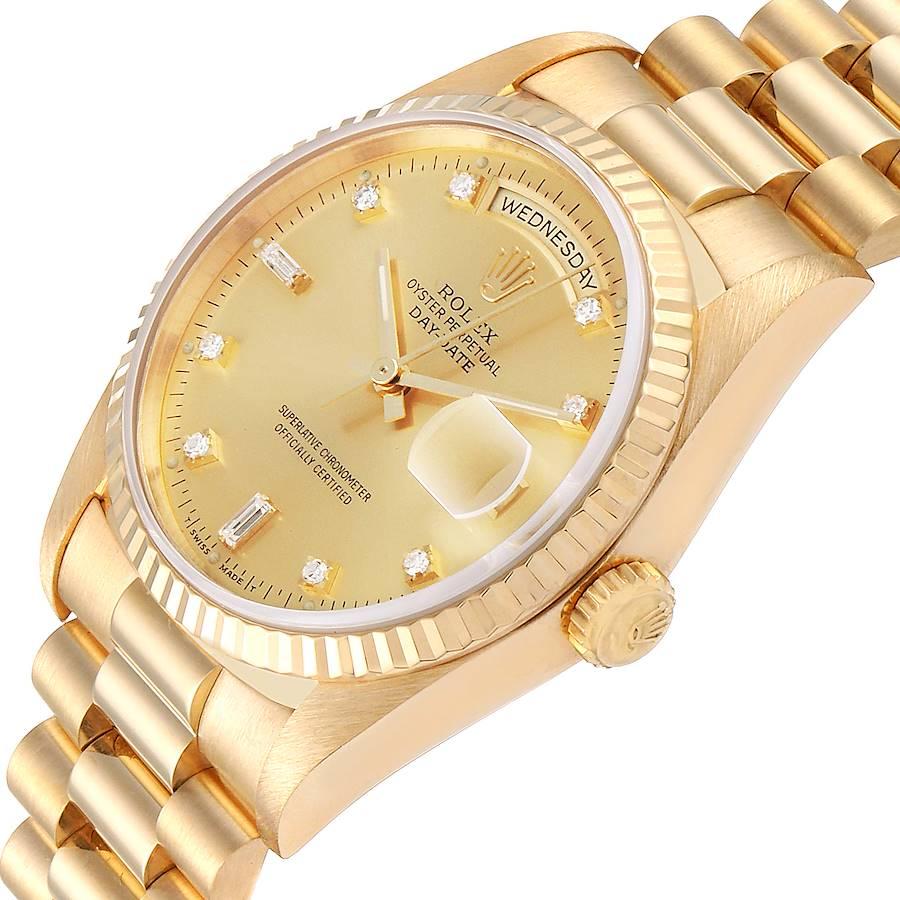 Rolex President Day-Date Yellow Gold Diamond Men's Watch 18238 For Sale 2