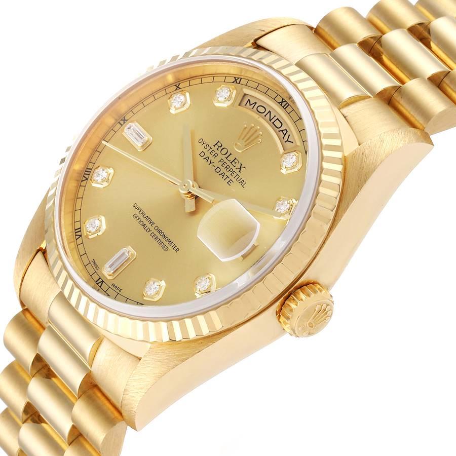 Rolex President Day-Date Yellow Gold Diamond Men’s Watch 18238 For Sale 1