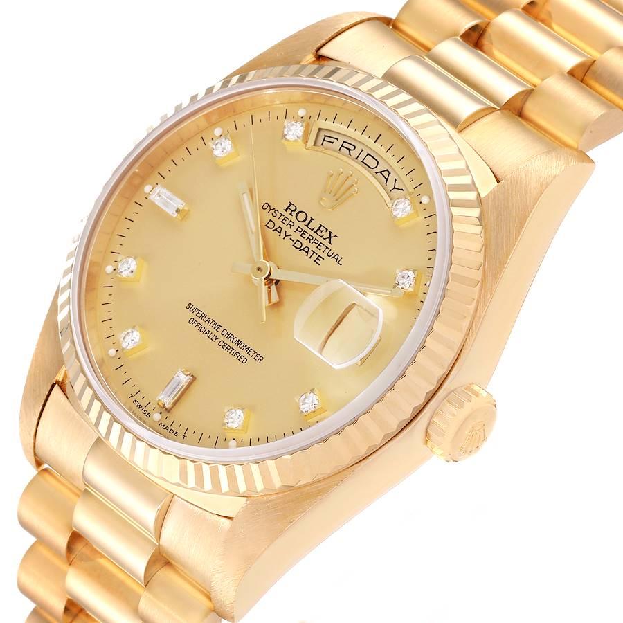 Rolex President Day-Date Yellow Gold Diamond Mens Watch 18238 1