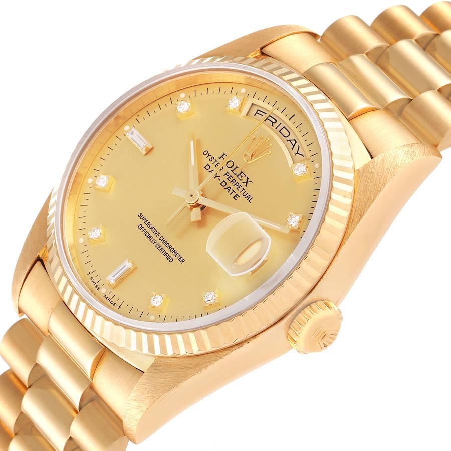 Men's Rolex President Day-Date Yellow Gold Diamond Mens Watch 18238 For Sale