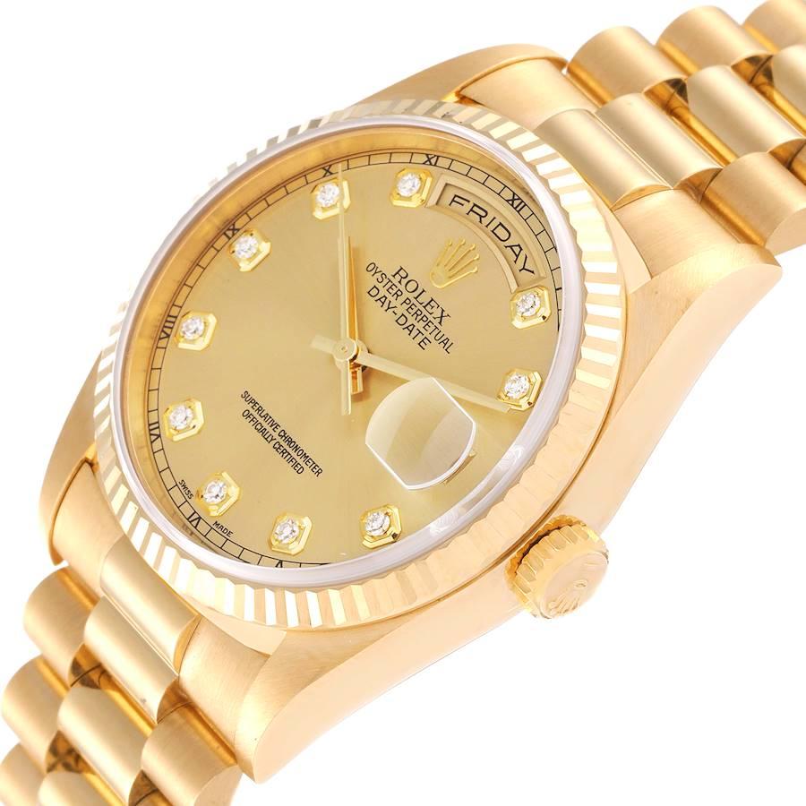 Men's Rolex President Day-Date Yellow Gold Diamond Mens Watch 18238