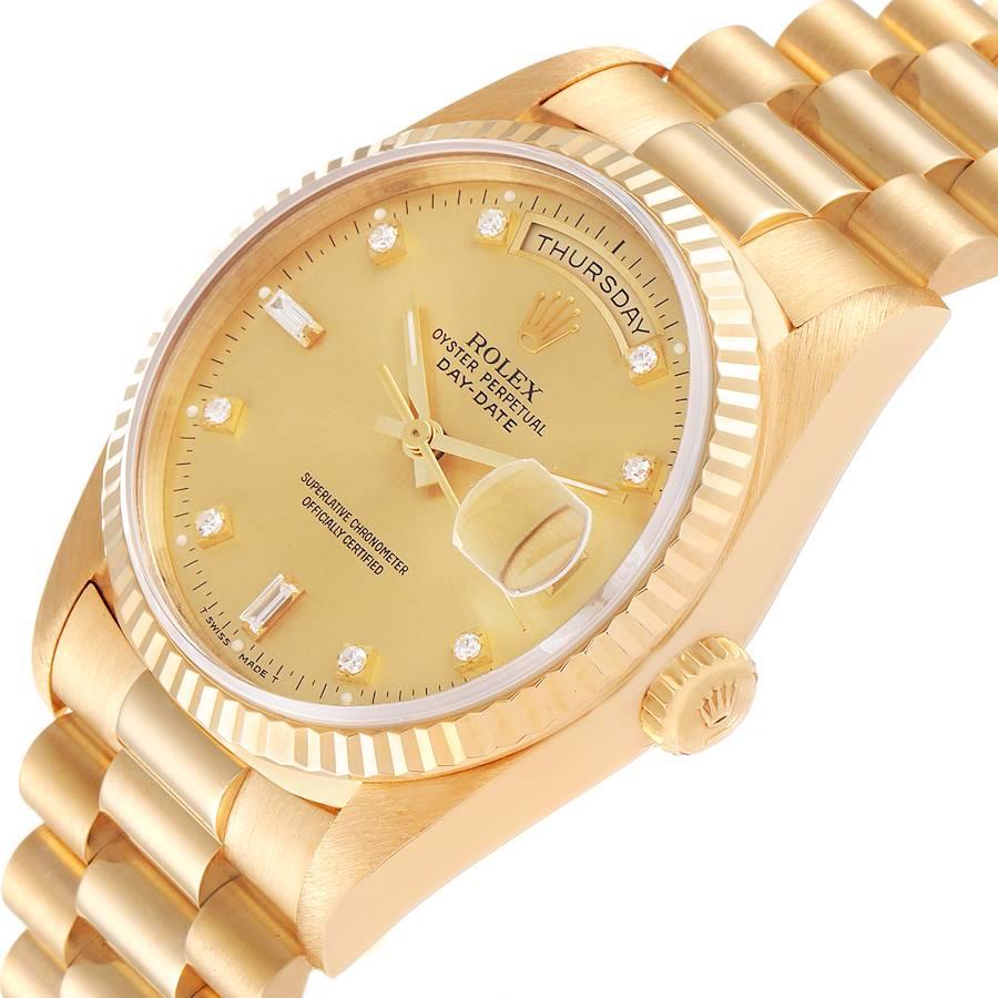 Men's Rolex President Day-Date Yellow Gold Diamond Mens Watch 18238