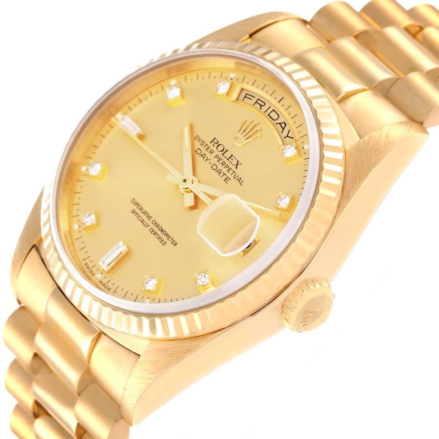 Men's Rolex President Day-Date Yellow Gold Diamond Mens Watch 18238