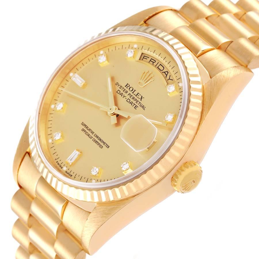 Rolex President Day-Date Gelbgold Diamant-Herrenuhr 18238 im Angebot 2