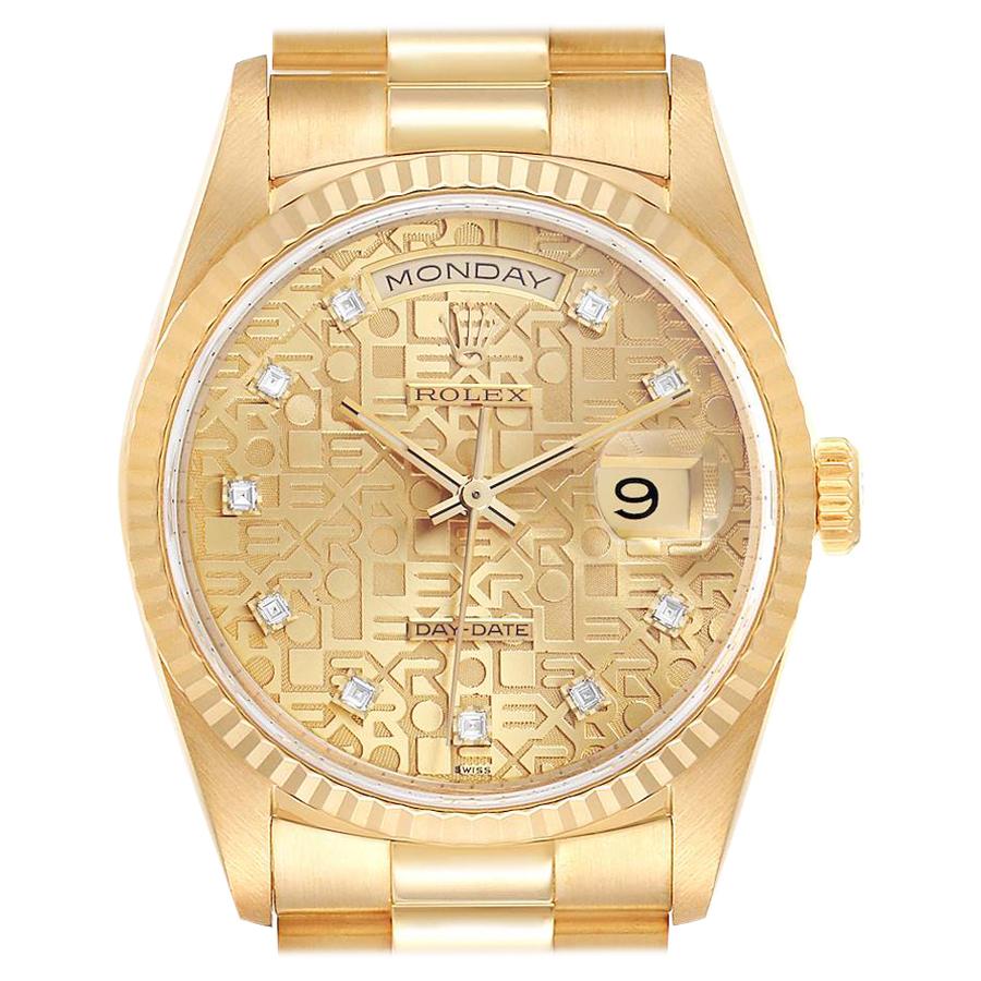Rolex President Day-Date Yellow Gold Diamond Men
s Watch 18238