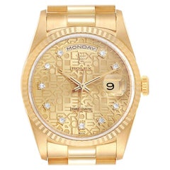 Vintage Rolex President Day-Date Yellow Gold Diamond Men's Watch 18238