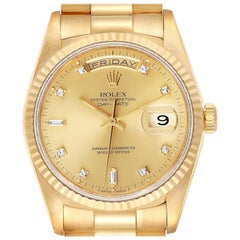 Rolex President Day-Date Yellow Gold Diamond Men's Watch 18238