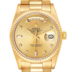 Vintage Rolex President Day-Date Yellow Gold Diamond Mens Watch 18238