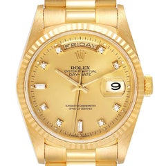 Rolex President Day-Date Yellow Gold Diamond Mens Watch 18238