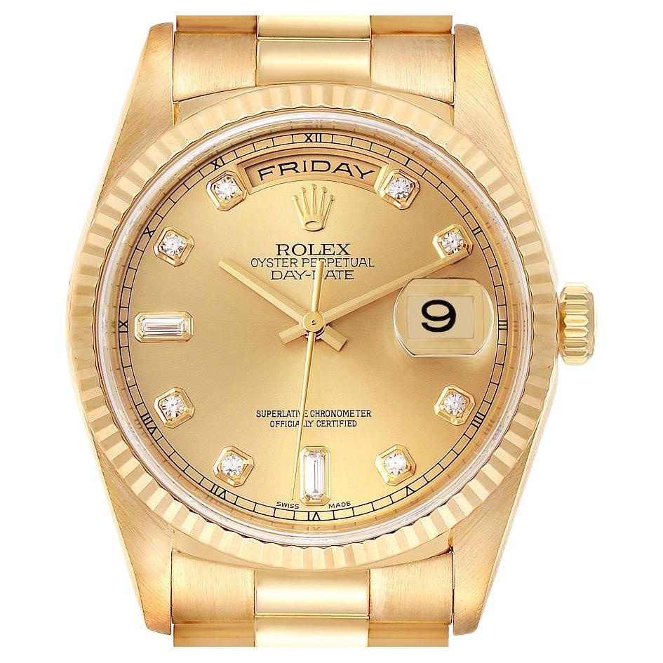 Rolex Yellow Gold Day Date President Wristwatch For Sale at 1stDibs
