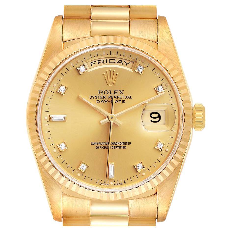 Rolex Yellow Gold Day Date President Wristwatch For Sale at 1stDibs