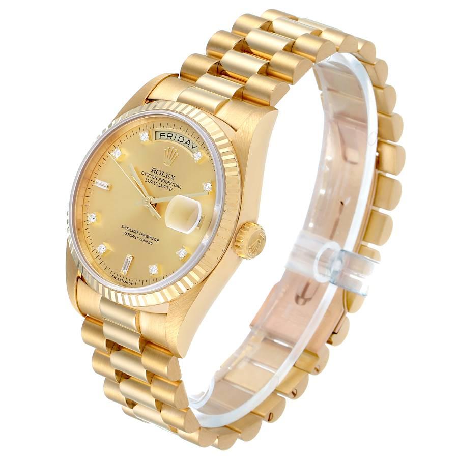 Rolex President Day-Date Yellow Gold Diamond Men's Watch 18238 Papers For Sale 1