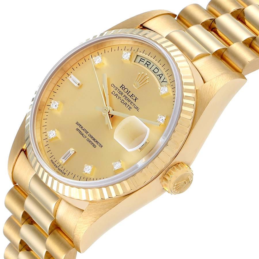 Rolex President Day-Date Yellow Gold Diamond Men's Watch 18238 Papers For Sale 2