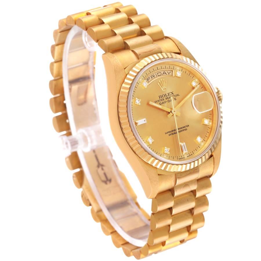 Rolex President Day-Date Yellow Gold Diamond Mens Watch 18238 Unworn NOS In Excellent Condition In Atlanta, GA