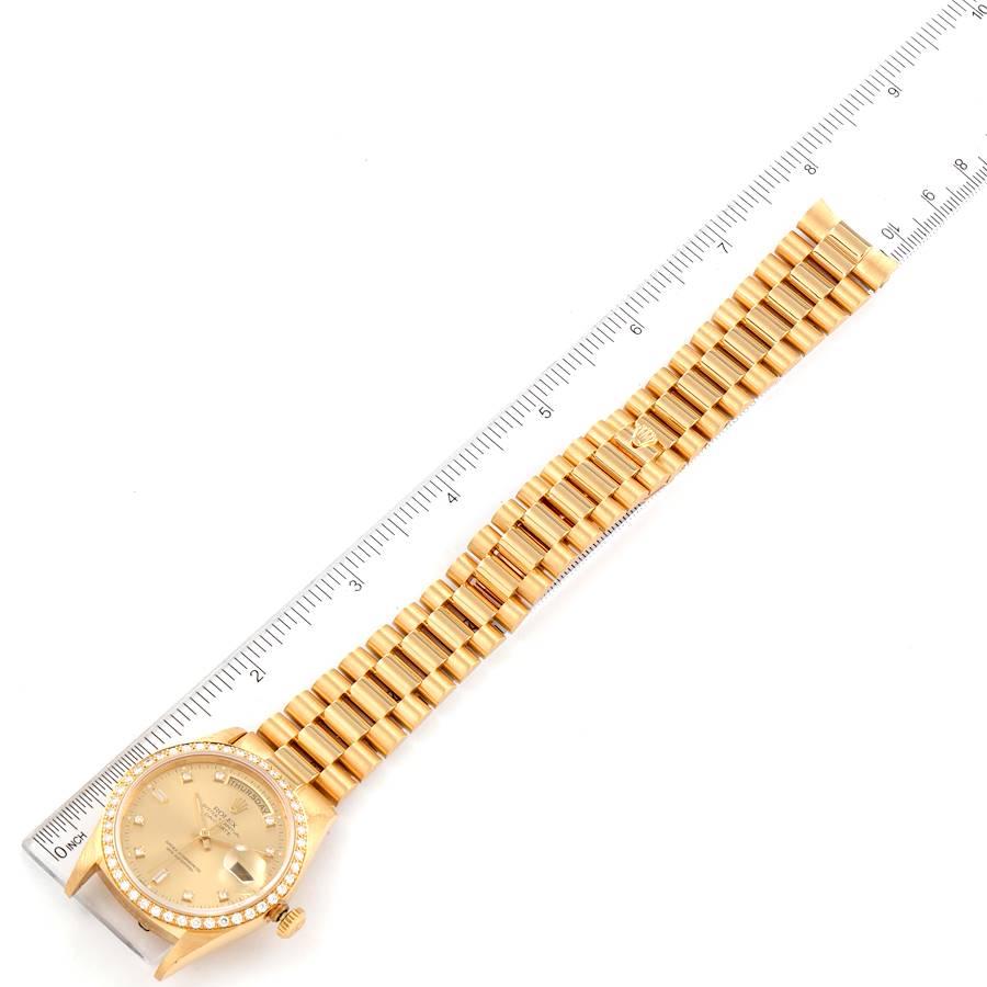 Rolex President Day Date Yellow Gold Diamond Mens Watch 18348 For Sale 6