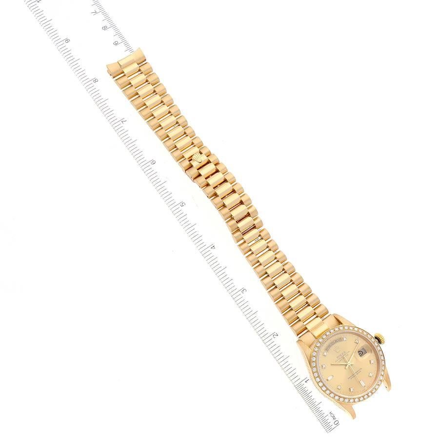 Rolex President Day Date Yellow Gold Diamond Mens Watch 18348 For Sale 3