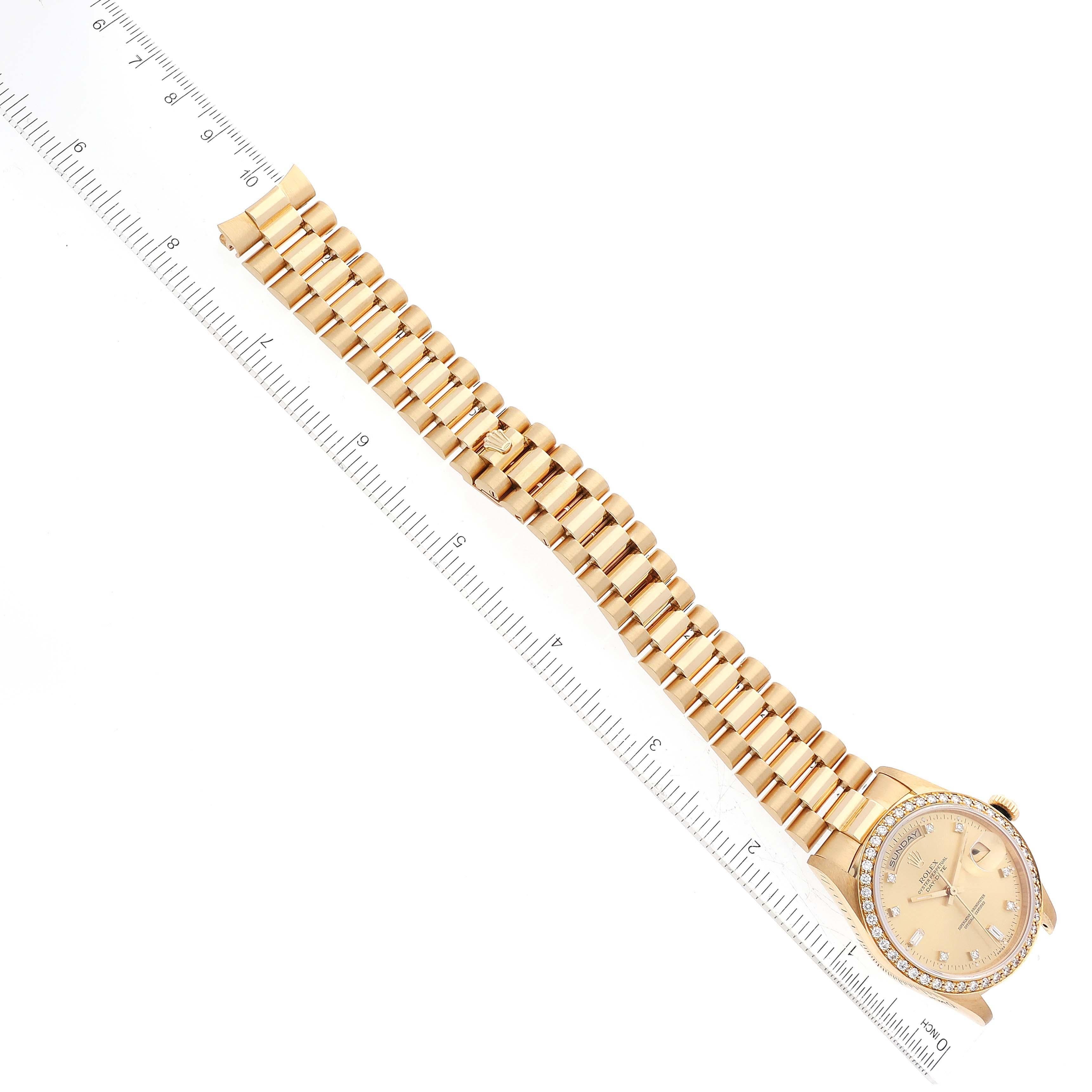 Rolex President Day Date 36mm Yellow Gold Diamond Mens Watch 18348 6