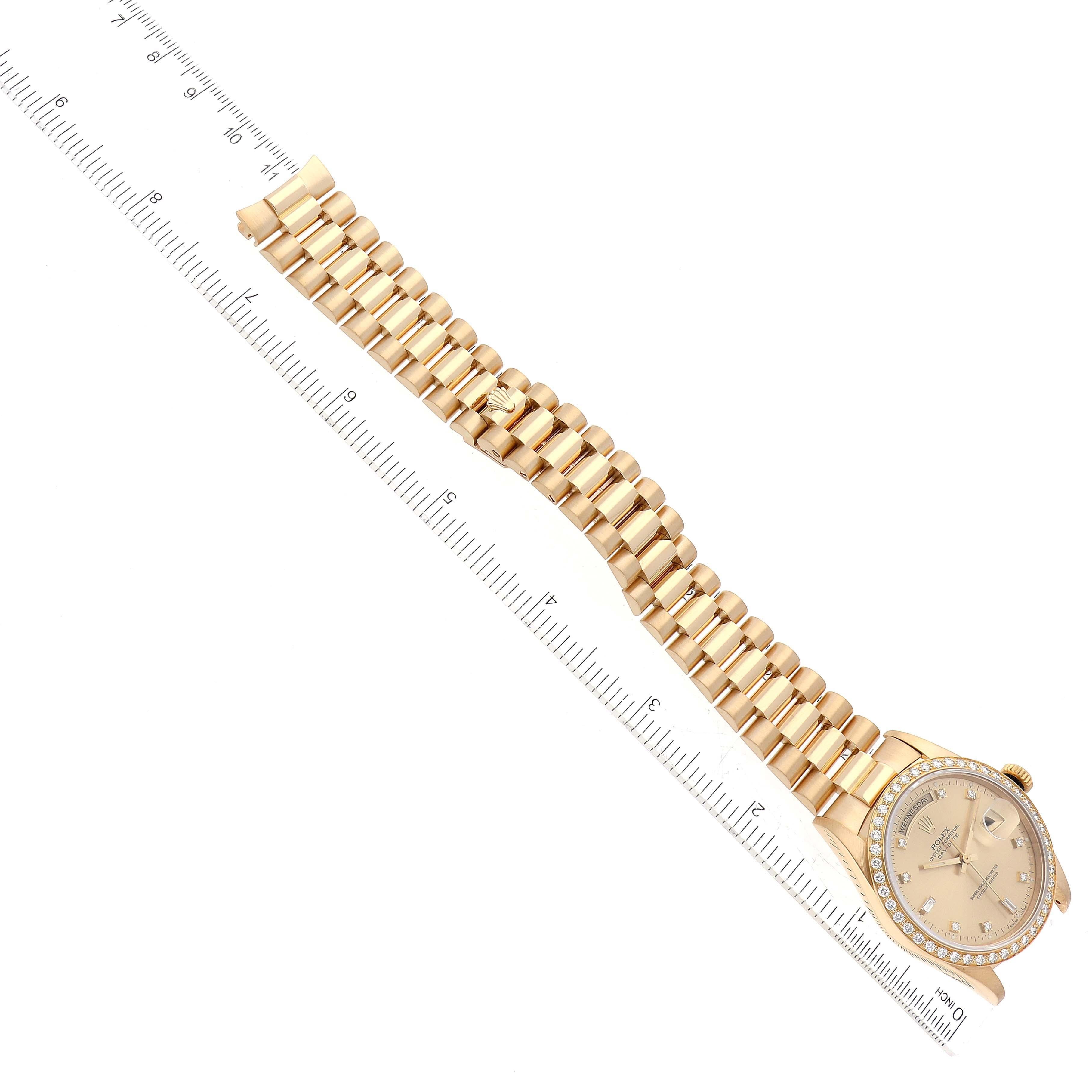 Rolex President Day Date 36mm Yellow Gold Diamond Mens Watch 18348 For Sale 6