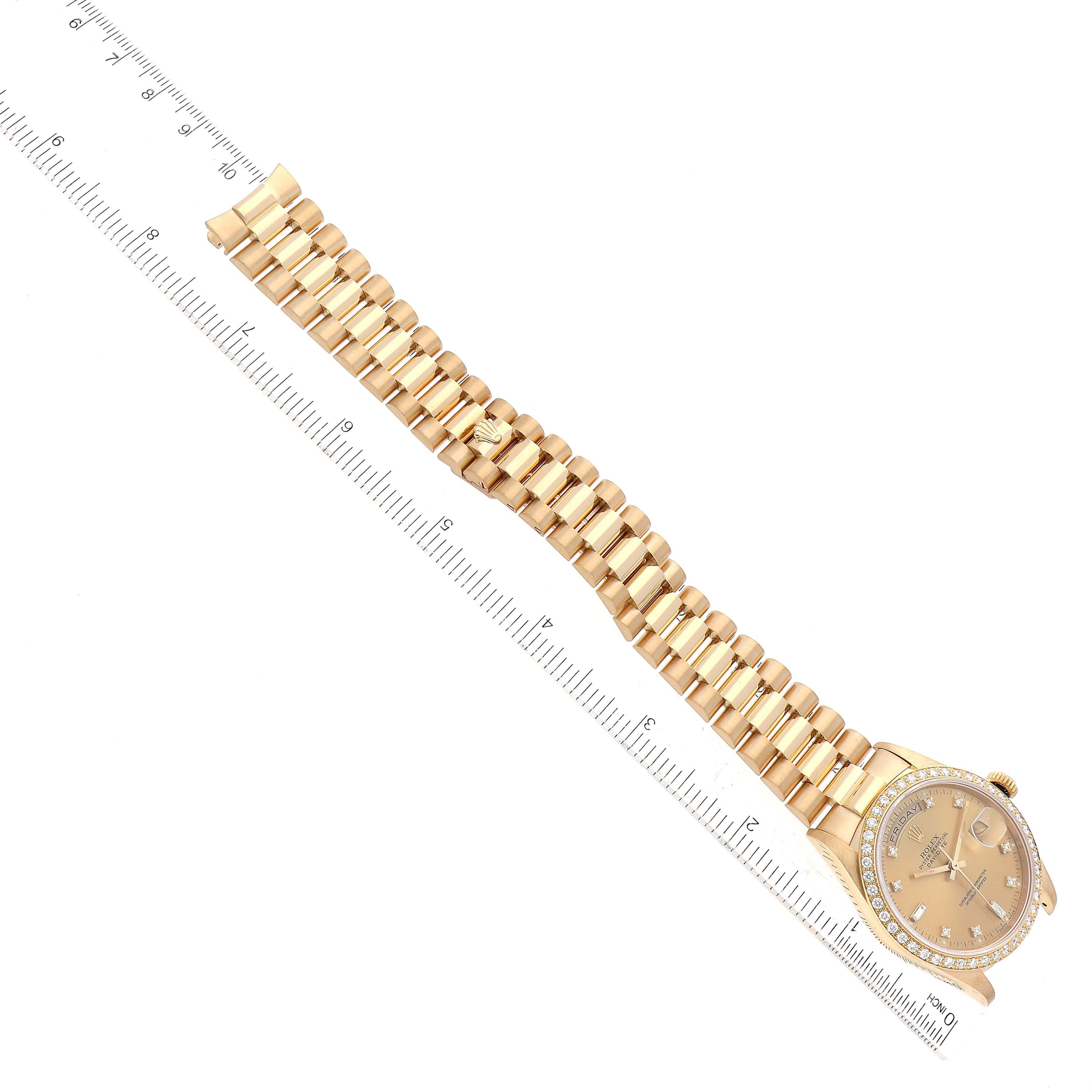 Rolex Montre President Day Date en or jaune et diamants de 36 mm pour hommes 18348 en vente 6