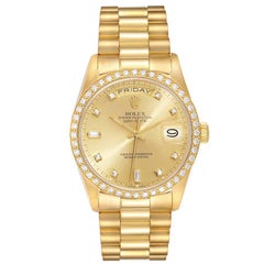 Rolex President Day Date 36mm Oro Giallo Diamante Orologio Uomo 18348