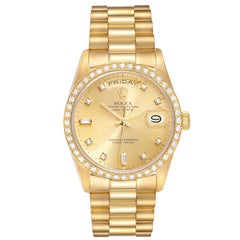 Rolex President Day Date 36mm Oro Giallo Diamante Orologio Uomo 18348