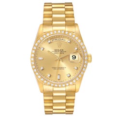 Rolex President Day Date 36mm Oro Giallo Diamante Orologio Uomo 18348