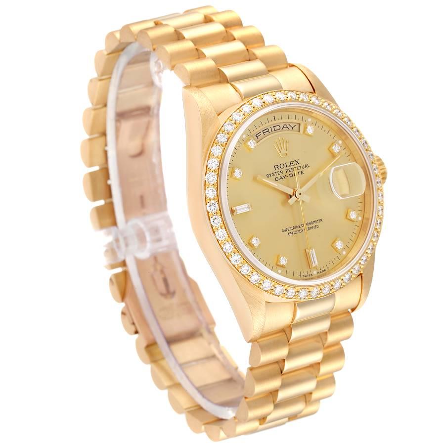 Rolex President Day Date Yellow Gold Diamond Mens Watch 18348 In Good Condition In Atlanta, GA
