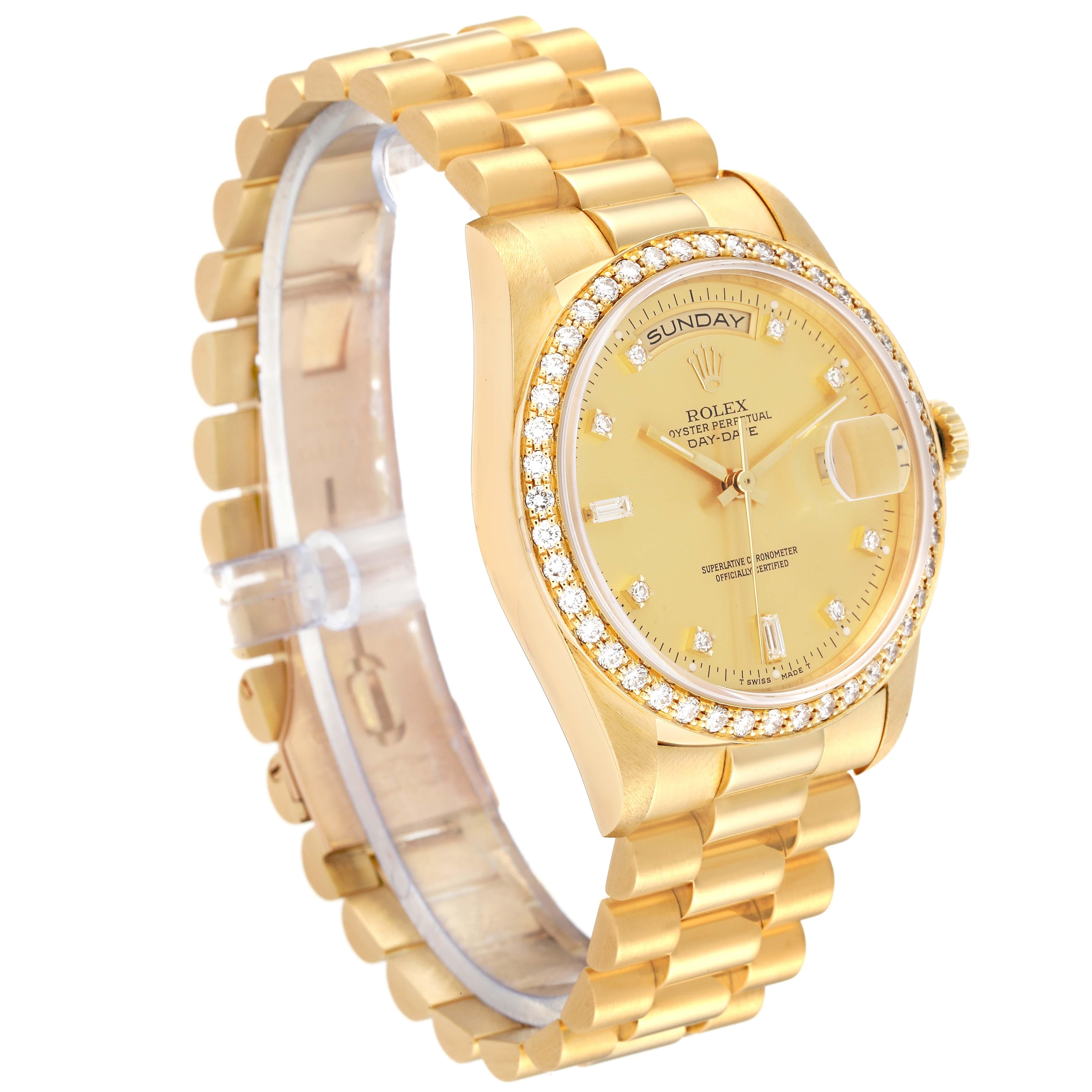 Rolex President Day Date 36mm Yellow Gold Diamond Mens Watch 18348 In Excellent Condition In Atlanta, GA