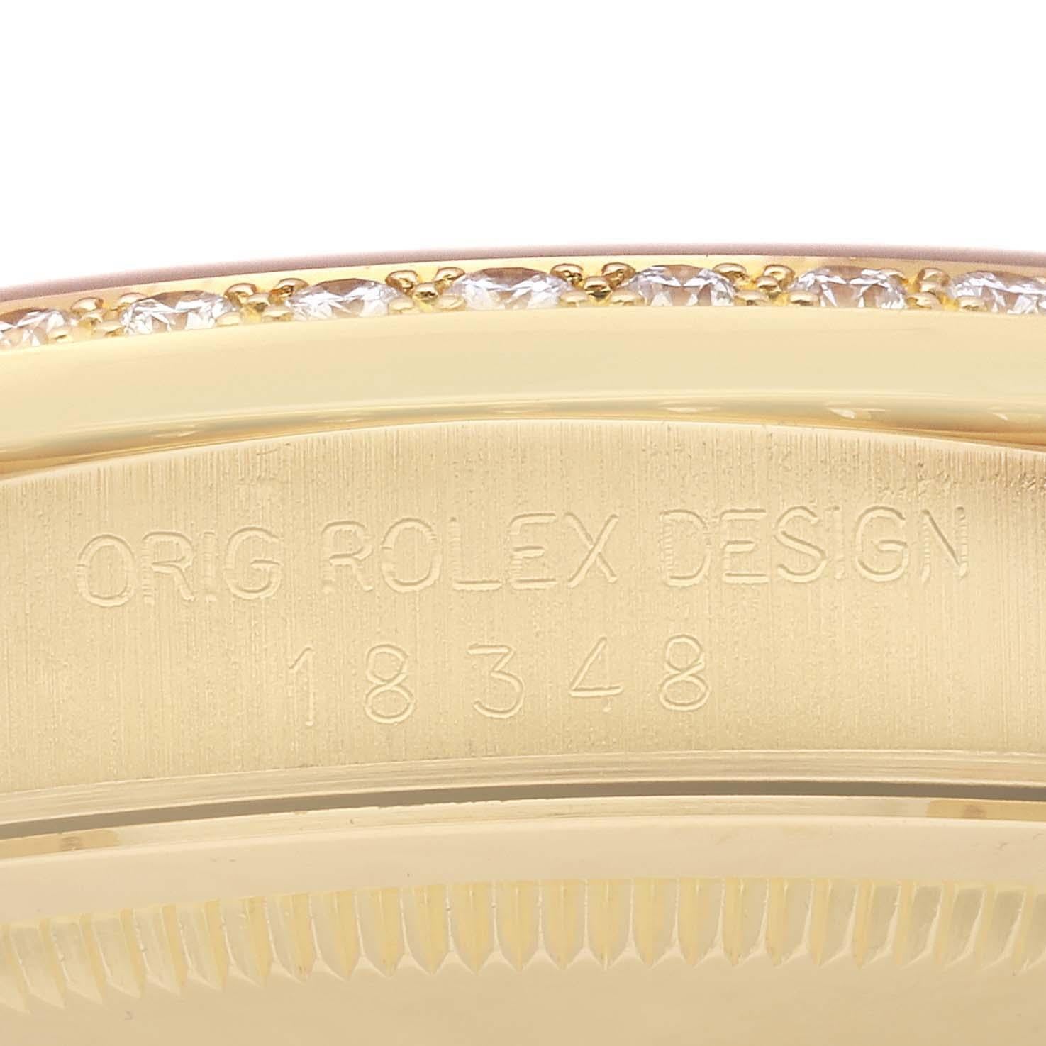 Rolex Montre President Day Date en or jaune et diamants de 36 mm pour hommes 18348 Excellent état - En vente à Atlanta, GA