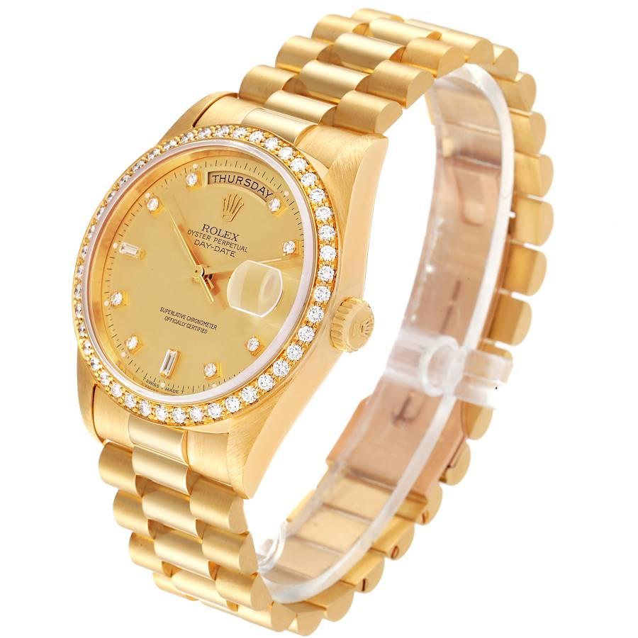 Men's Rolex President Day Date Yellow Gold Diamond Mens Watch 18348 For Sale