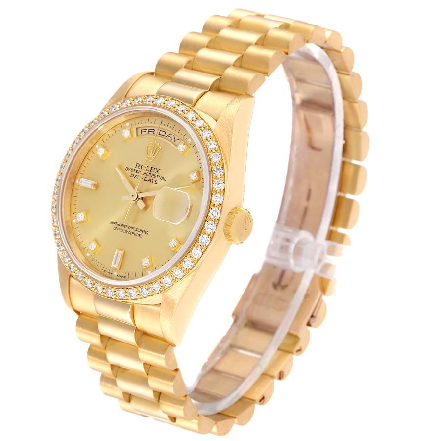 Men's Rolex President Day Date Yellow Gold Diamond Mens Watch 18348